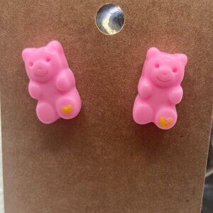Scummy Bear Pink Stud Earrings